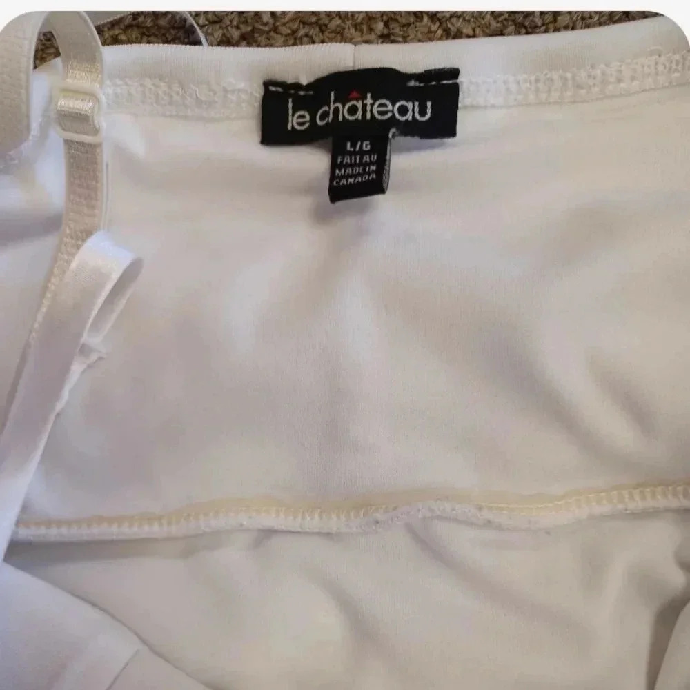 Le Chateau White Spaghetti Strap Lined A  Line Mini Dress Size Large - Picture 6 of 9